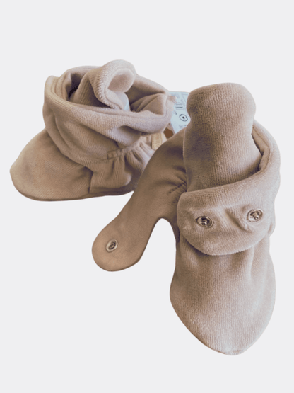 Beige Velvet Booties - La Farandole Paris
