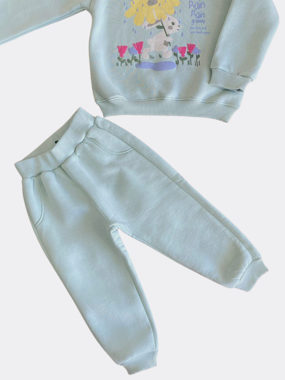 Mint Green Flowers cotton fleece survetement