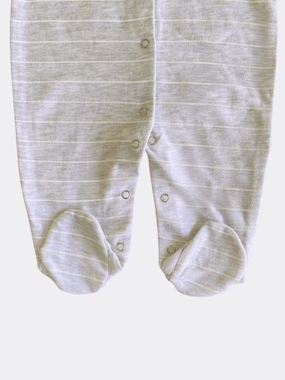 Grey And White Cotton Overall Stripped - La Farandole Paris