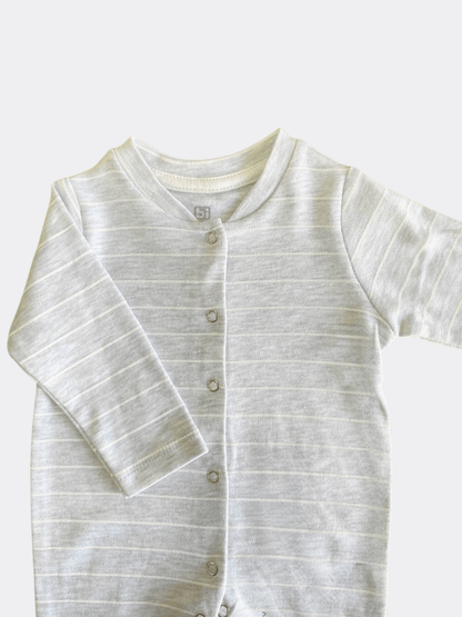 Grey And White Cotton Overall Stripped - La Farandole Paris