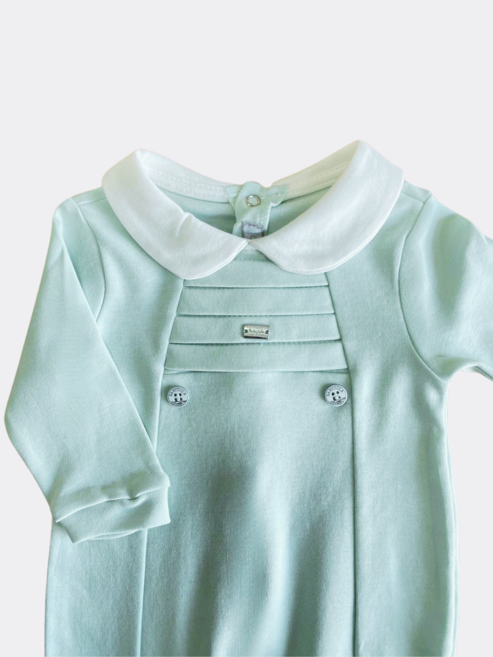 Light Mint Green And White Organic Cotton Overall