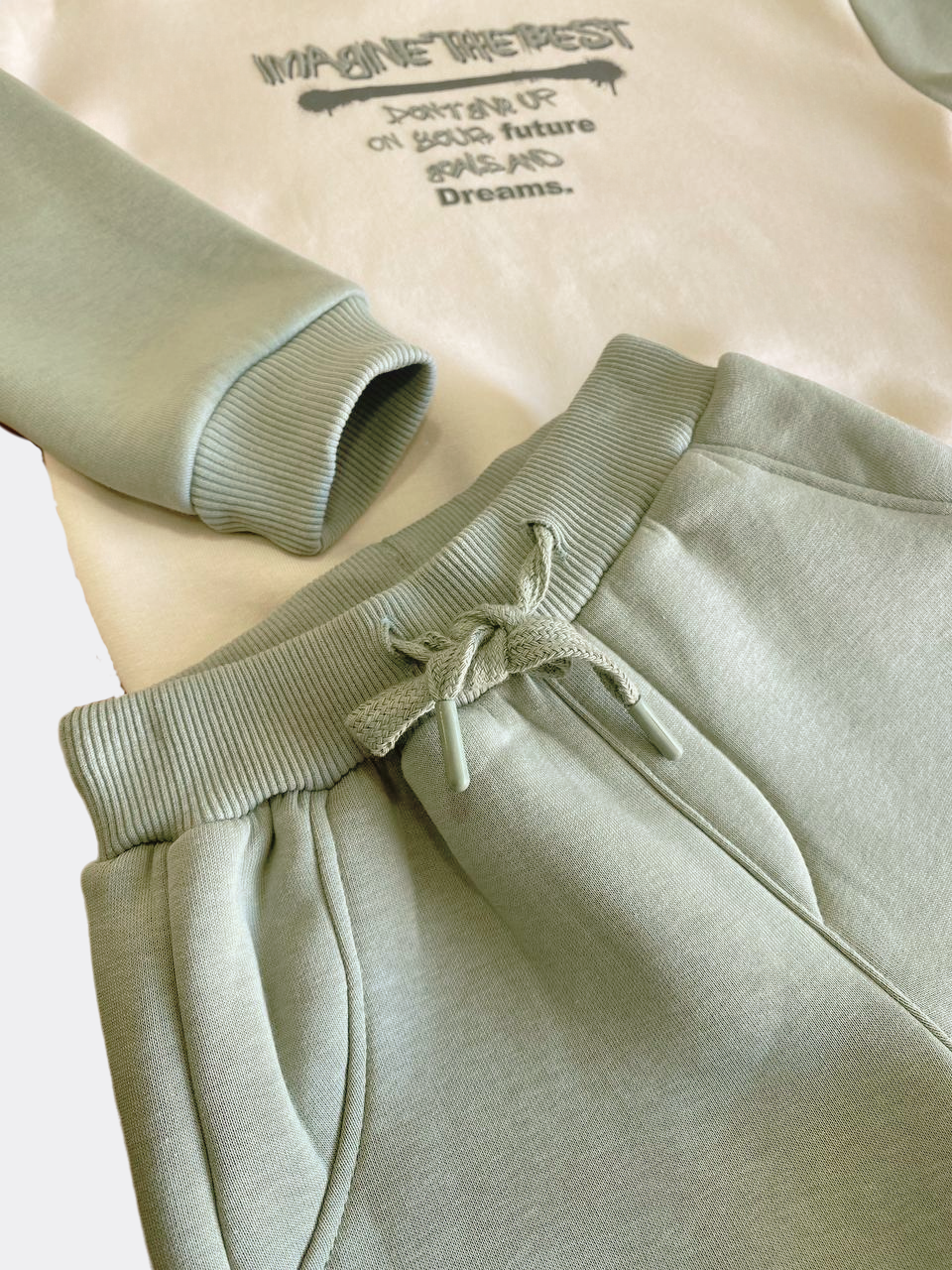 Beige And Olive Green Cotton Fleece Survetement