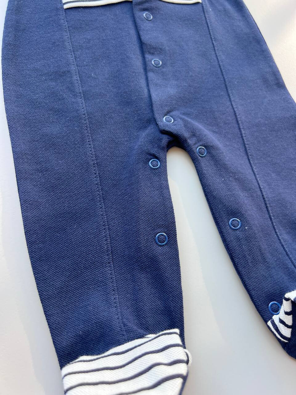 Navy Blue and White Polo Organic Cotton Overall