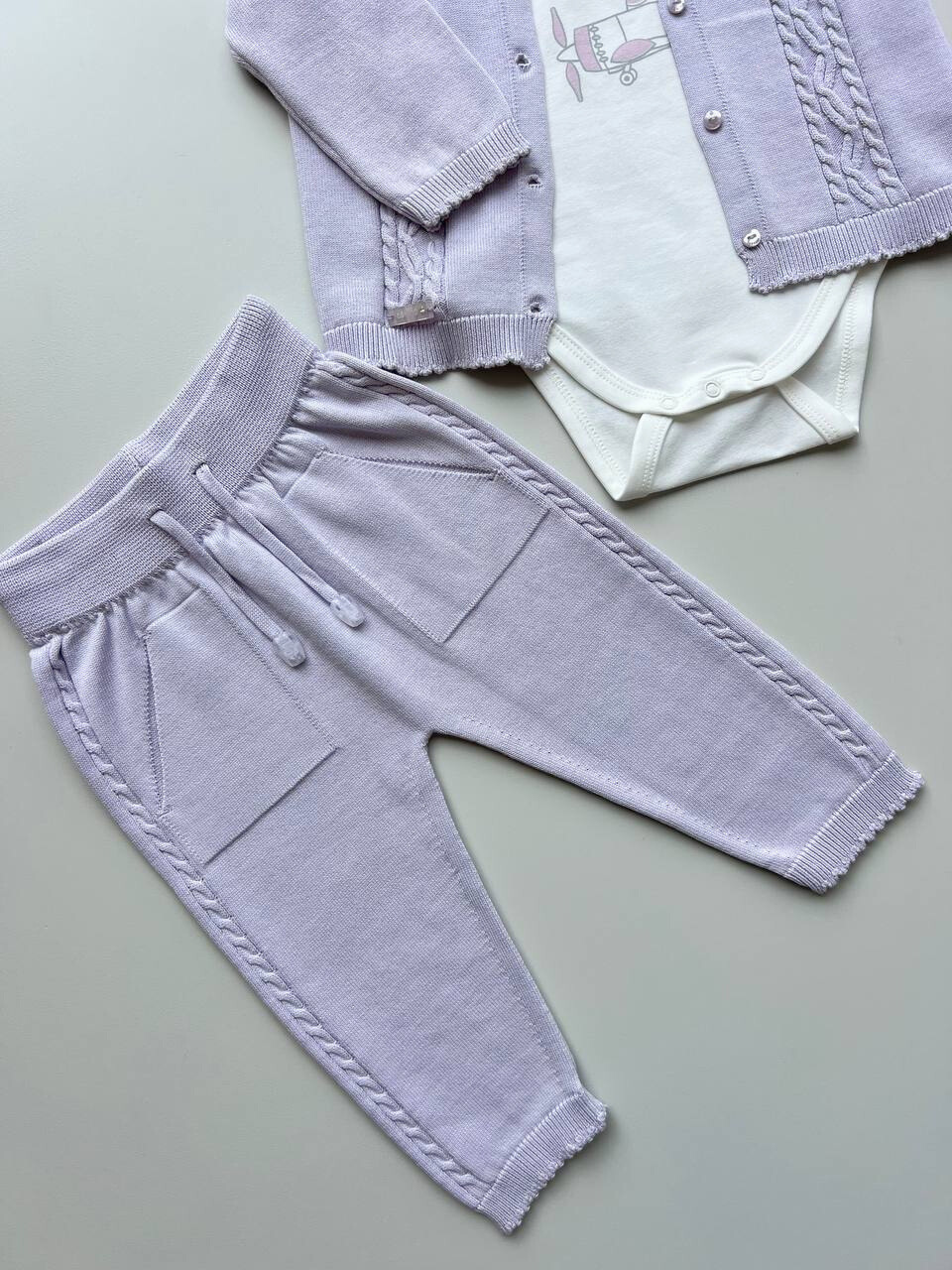 Lila and White Organic Cotton Set 3 pcs