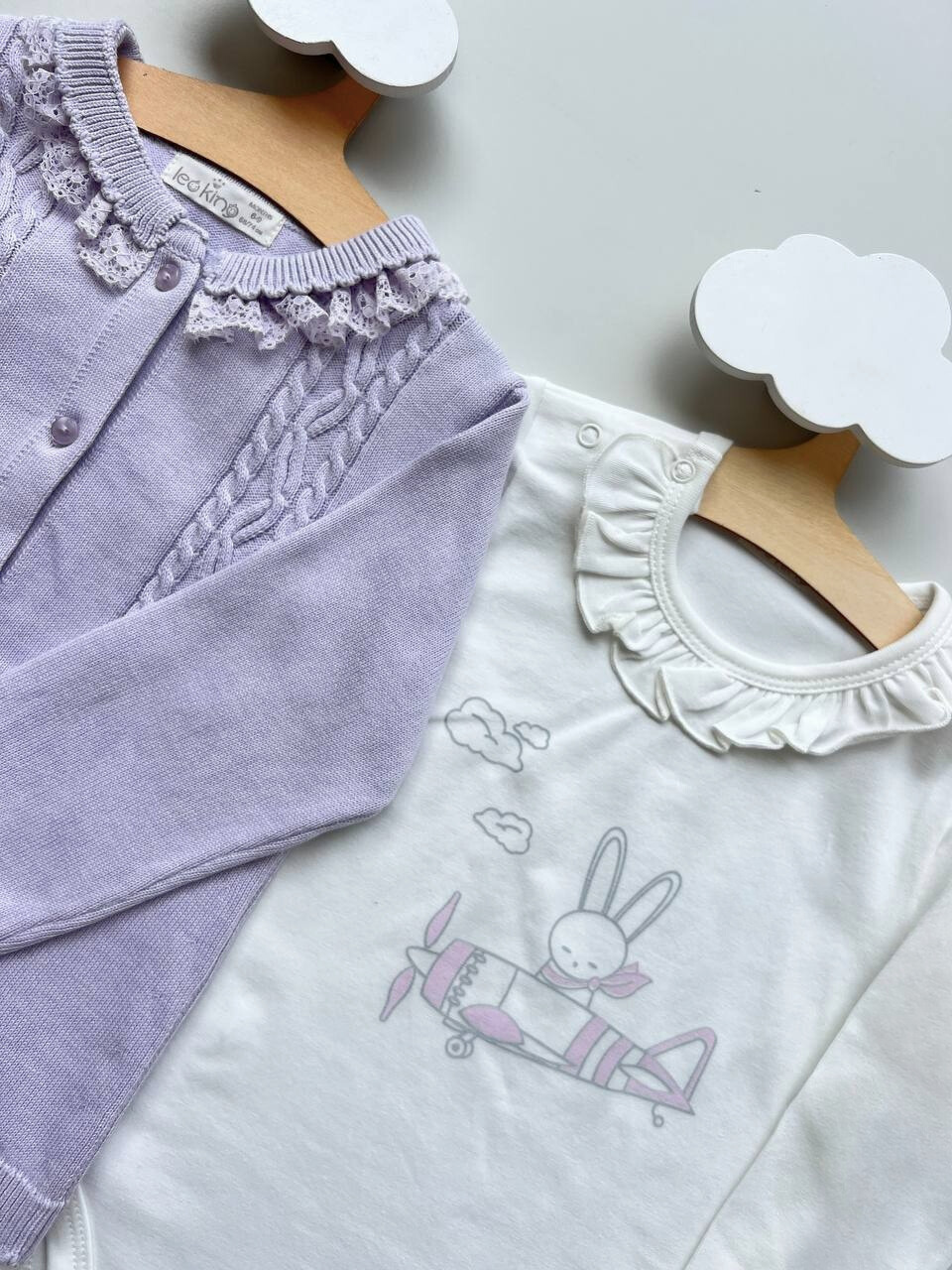 Lila and White Organic Cotton Set 3 pcs