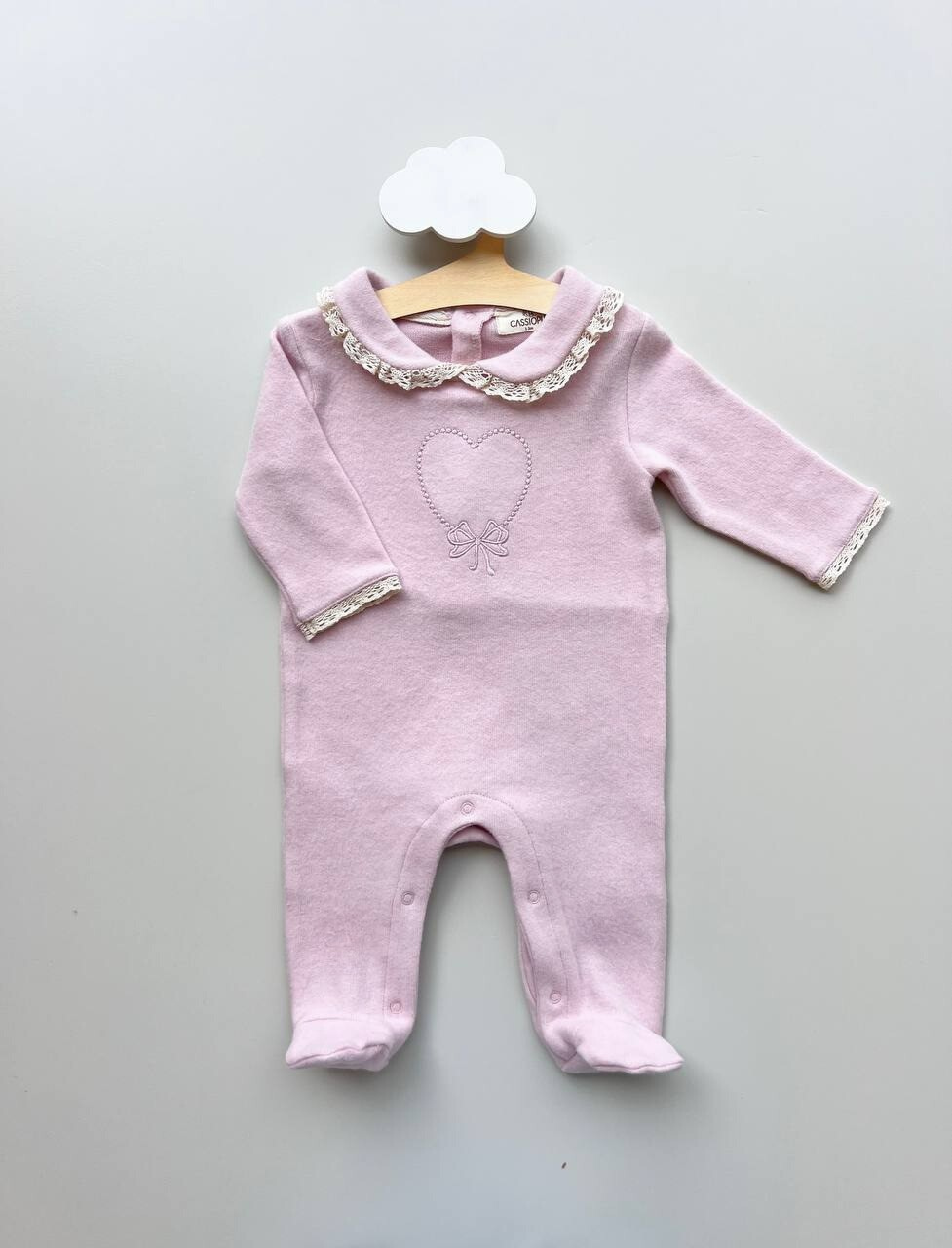 Light Pink Velvet Heart Ruffle Overall