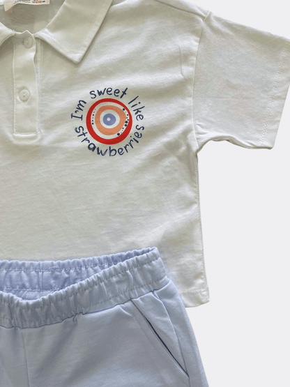Light Blue Cargo Cotton Short - La Farandole Paris