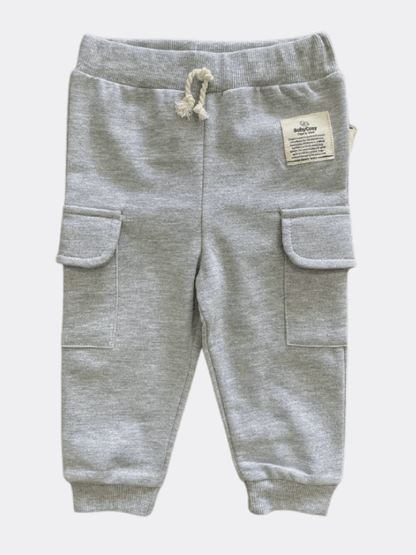 Gray Cargo Cotton Fleece Pants - La Farandole Paris