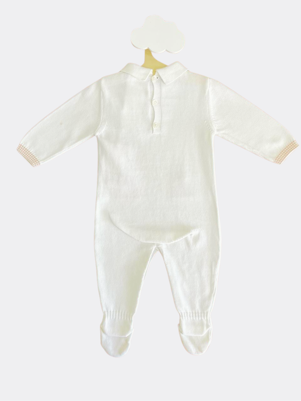 White And Beige Organic Cotton Polo Overall