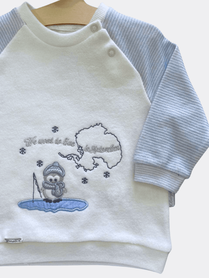 White and Blue Velvet Set 2 pcs - La Farandole Paris