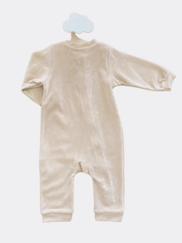 Beige Elephant Velvet Zip overall - La Farandole Paris