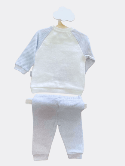 White and Blue Velvet Set 2 pcs - La Farandole Paris