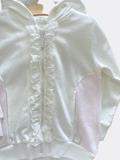 White And Pink With Ruffles 2-Pieces Set - La Farandole Paris