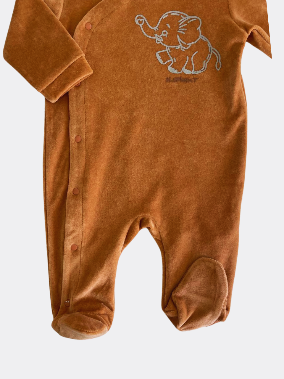 Caramel Elephant Organic Velvet Footed Overall