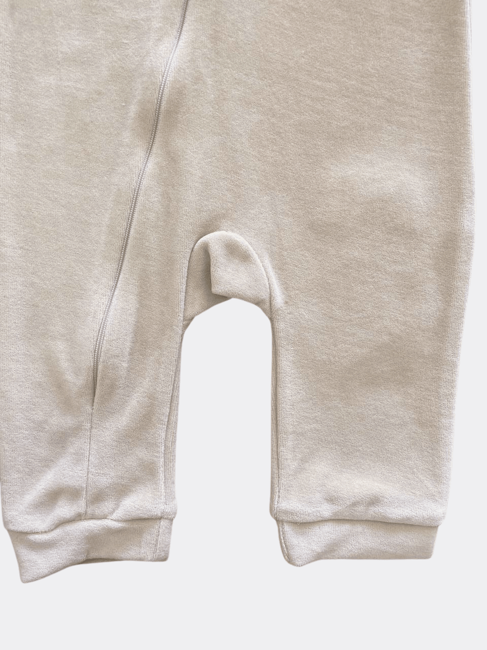 Beige Elephant Velvet Zip overall - La Farandole Paris