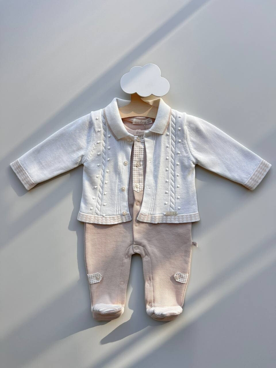 Beige Organic Cotton Overall With White Jacket