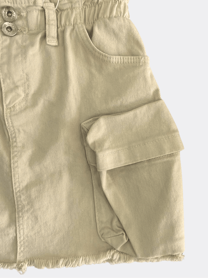 Beige Jeans Cargo Skirt - La Farandole Paris
