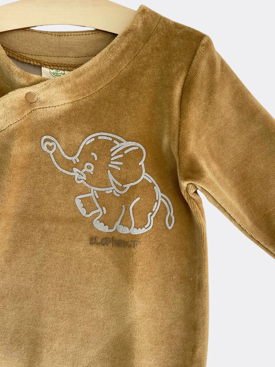 Mustard Elephant Organic Velvet Footed Overall