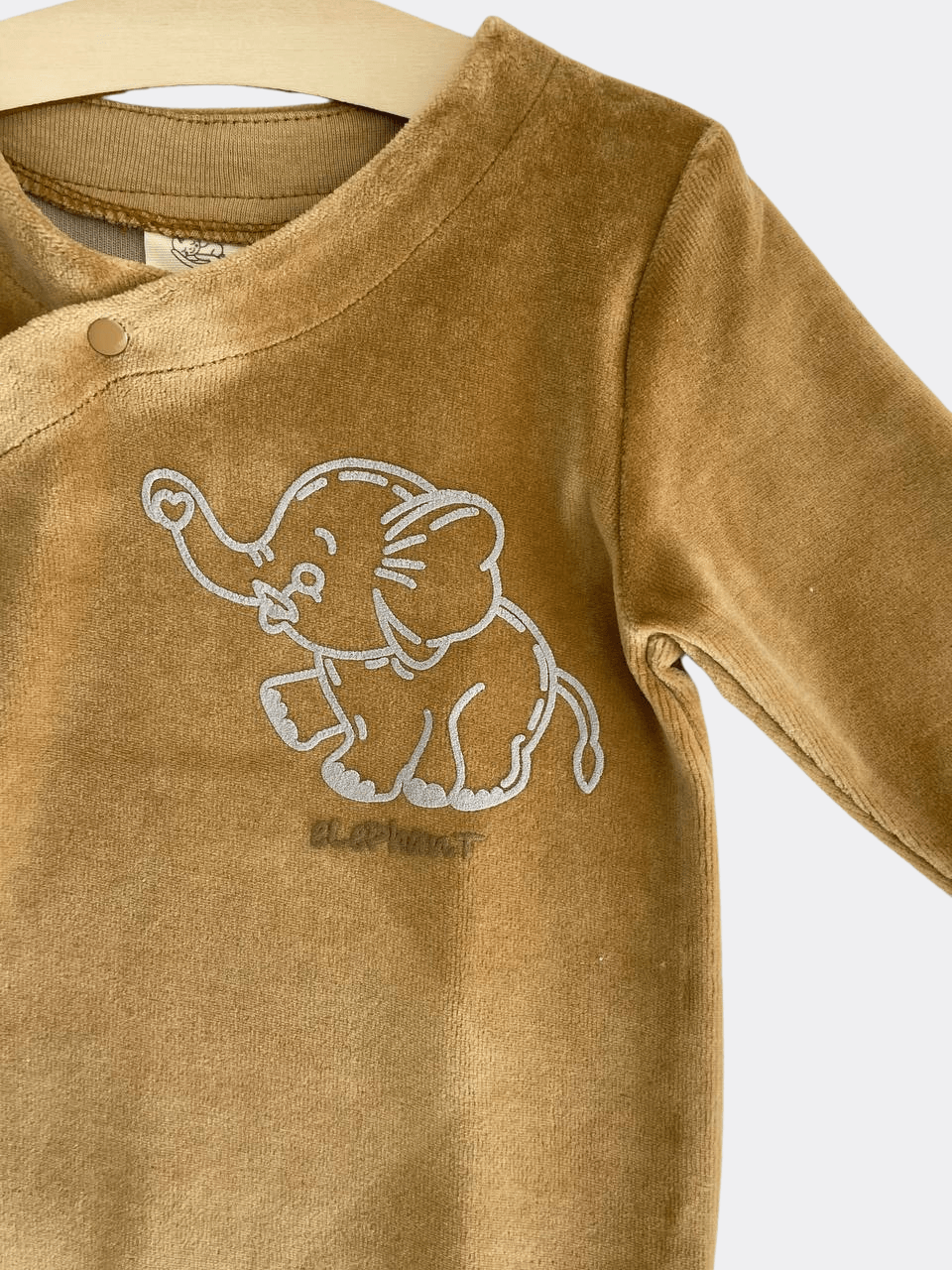 Mustard Elephant Organic Velvet Footed Overall - La Farandole Paris