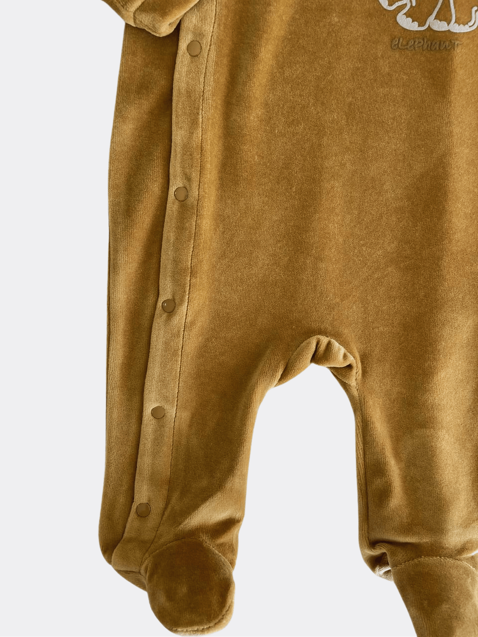 Mustard Elephant Organic Velvet Footed Overall - La Farandole Paris
