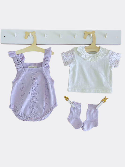 Lila Salopette 3 Pcs with Blouse And Socks