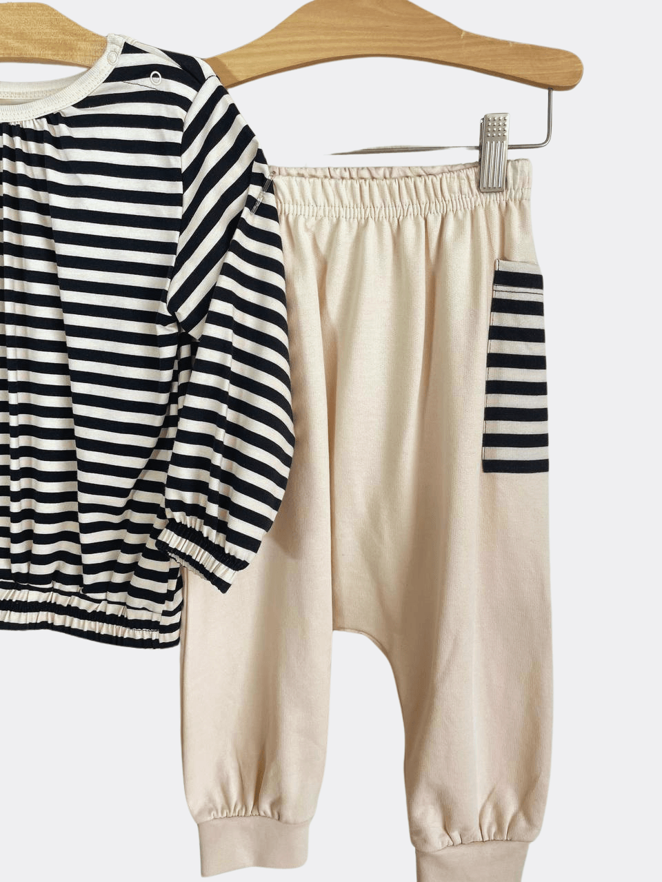 Black/beige Zebra Set Cotton 2p - La Farandole Paris