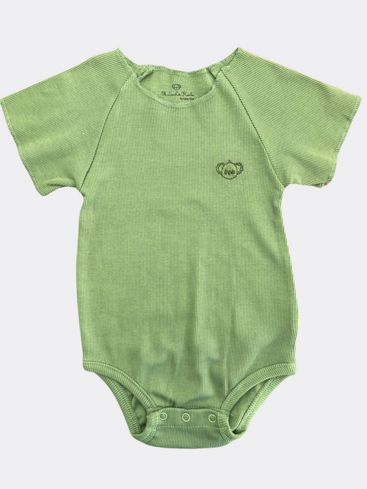 Green Cotton Romper Short Sleeves