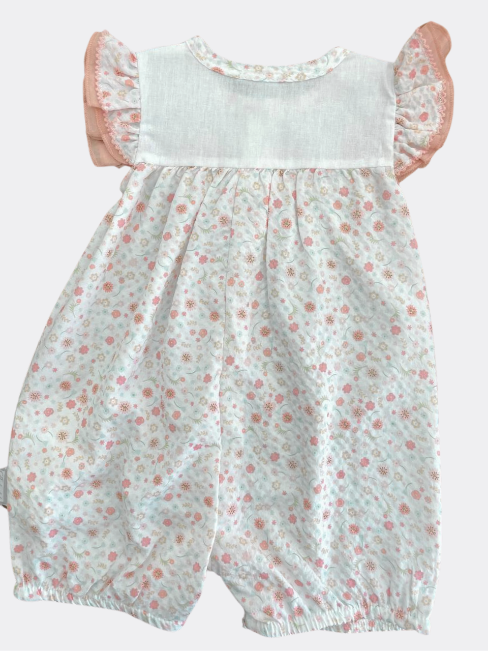 Pink Flowers Muslin Overall Short Sleeves