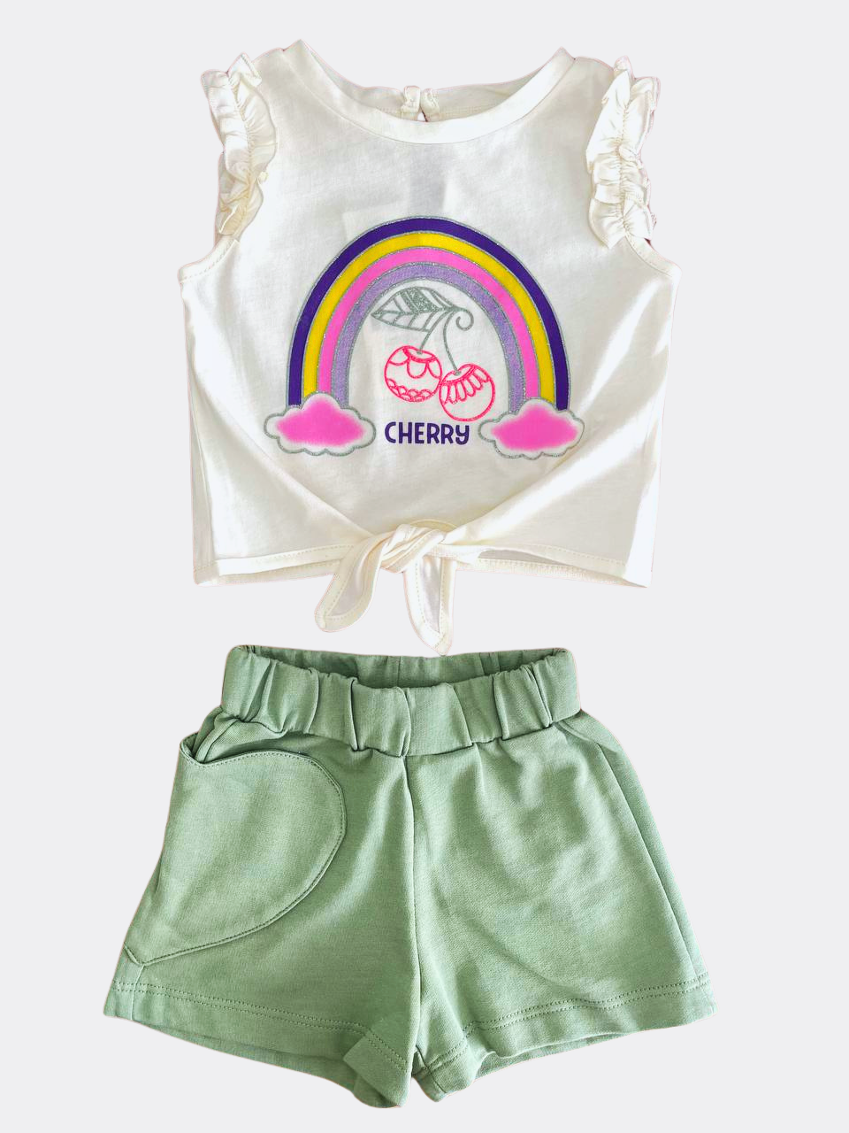 Beige / Green Cotton Set Rainbow