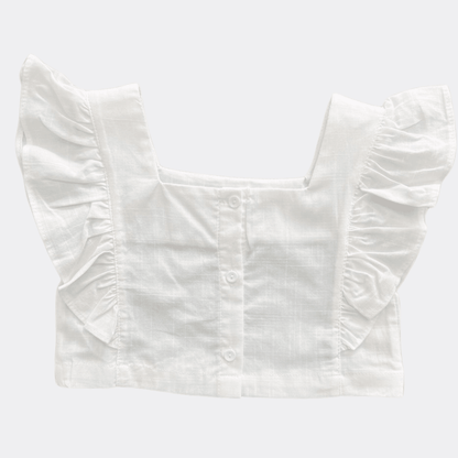 White Linen Crop Top - La Farandole Paris