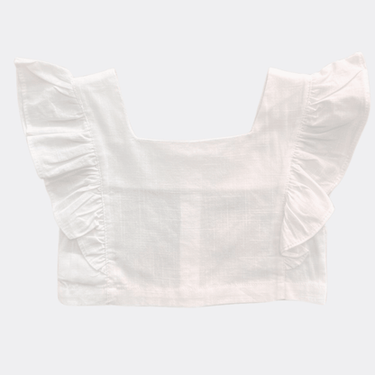 White Linen Crop Top - La Farandole Paris