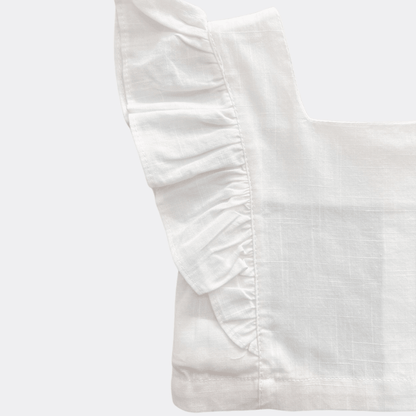 White Linen Crop Top - La Farandole Paris