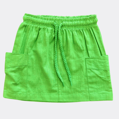 Green Linen Skirt - La Farandole Paris