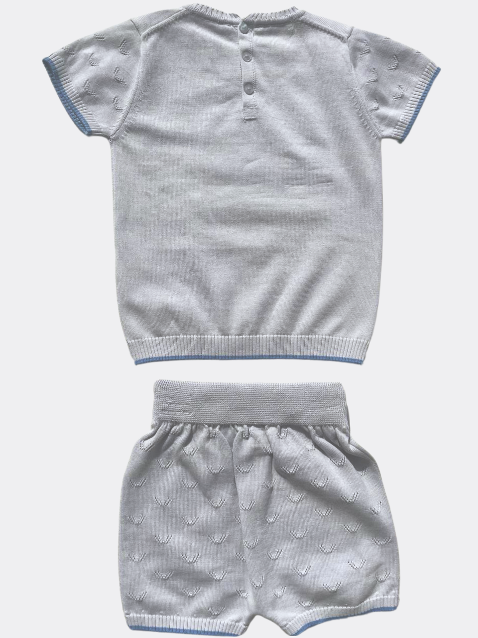 Grey And Blue Organic Cotton Short Sleeves Set