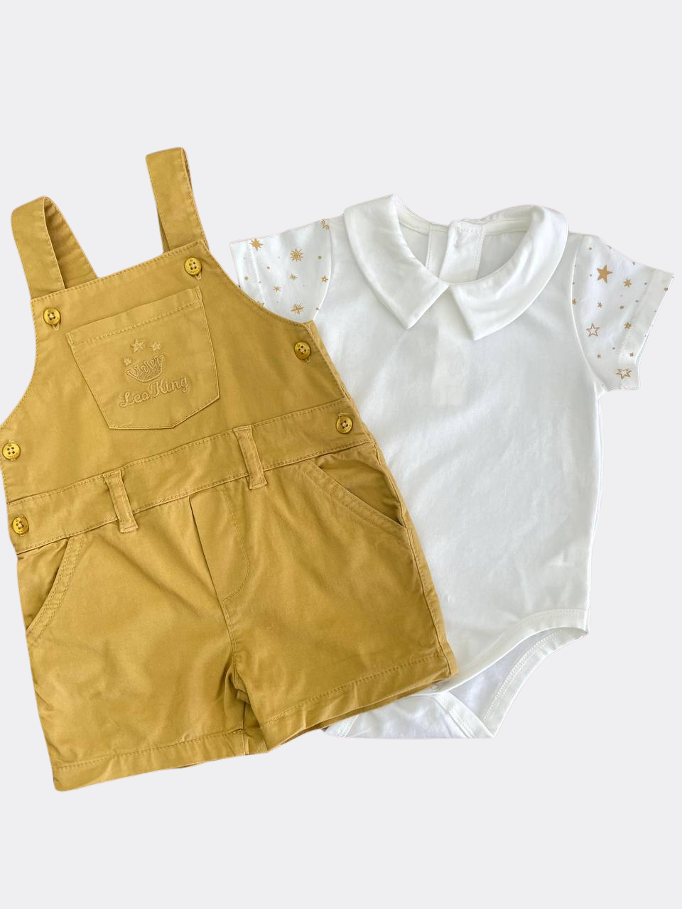 Mustard And White  Tennis Organic Cotton Salopette With Body