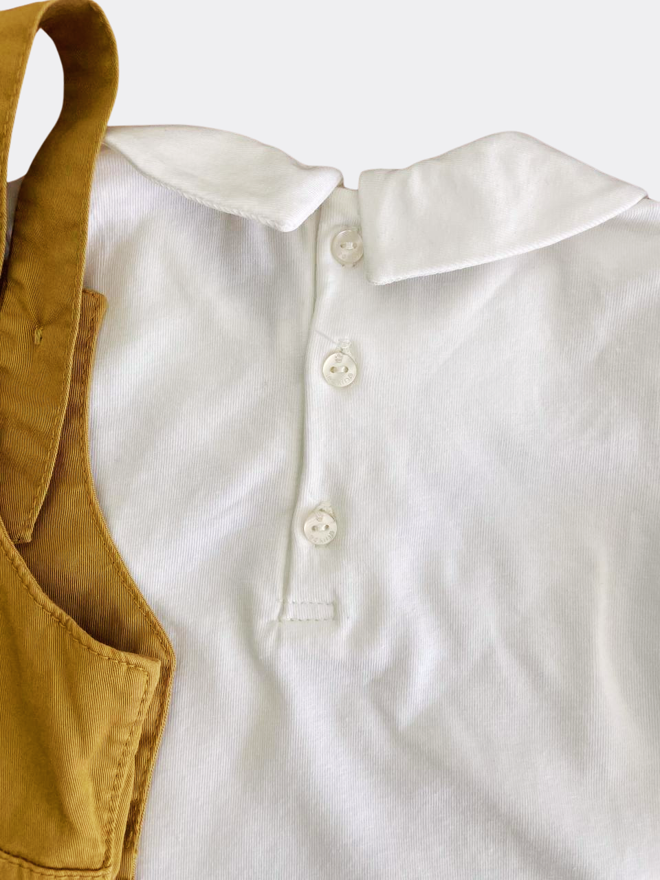 Mustard And White  Tennis Organic Cotton Salopette With Body