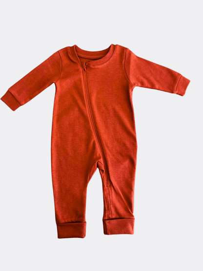 Orange Brique Cotton Overall Zip - La Farandole Paris