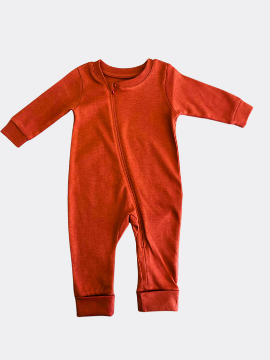 Orange  Brique Cotton Overall Zip