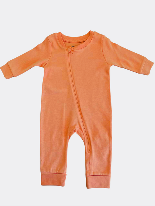 Orange Cotton Overall Zip