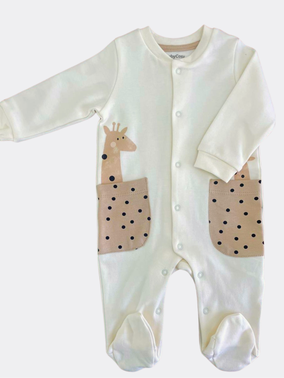 Off White And Beige Giraffe 2 Overalls socks