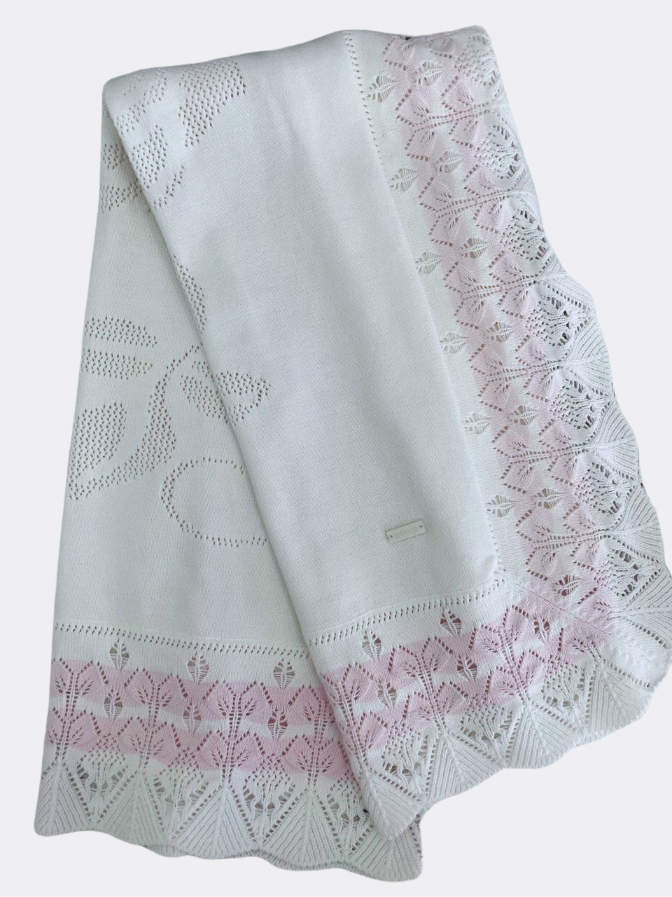 White/pink Organic Cotton Blanket