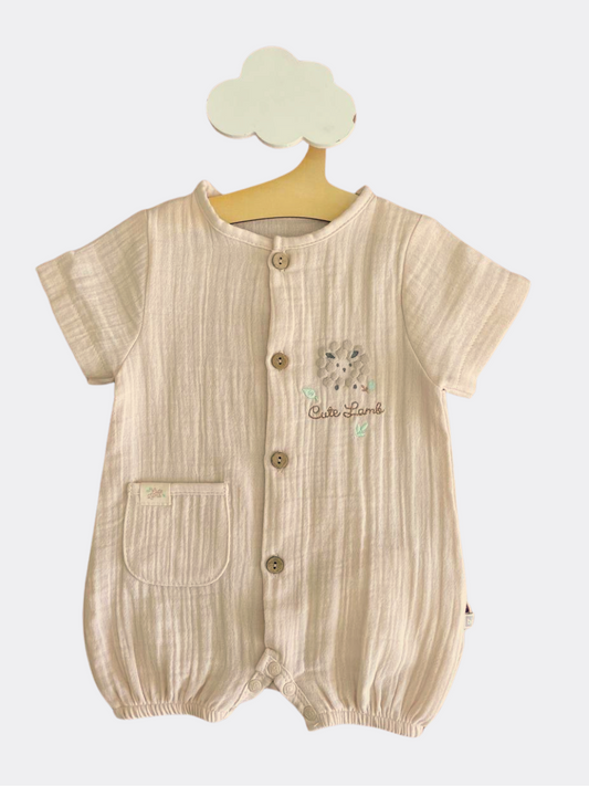 Beige Muslin Romper Cutie Lamb