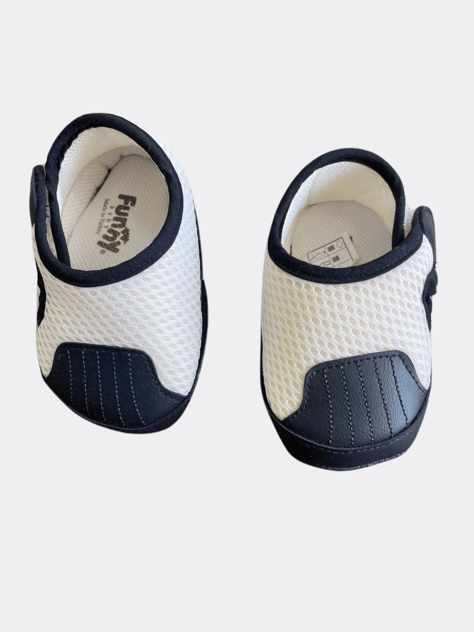 White And Navy Blue Baby Breathable Shoes - La Farandole Paris