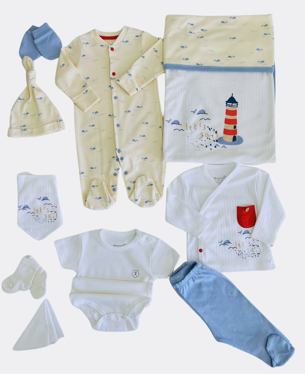 Blue Marine 100% Organic Cotton Hospital Set 10 Pcs