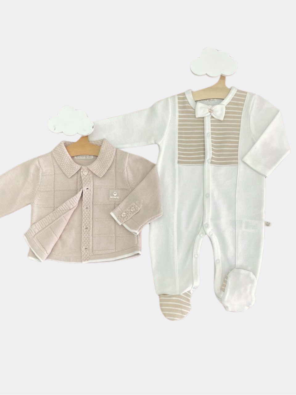 Beige / White Organic Cotton Overall Socks With Jacket