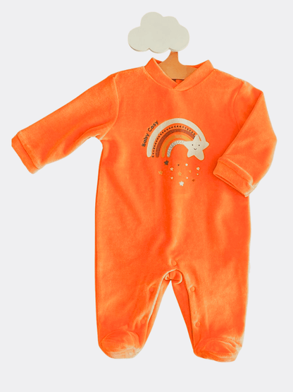 Orange Rainbow Organic Cotton Footed Overall - La Farandole Paris