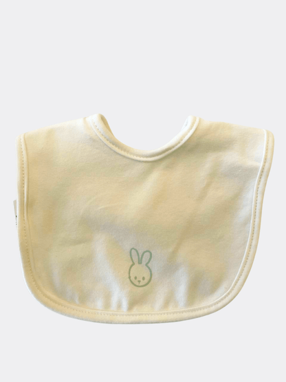 White And Green Cotton Bib Rabbit - La Farandole Paris