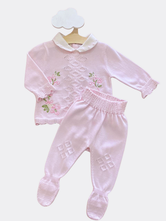 Pink And White Embroidered Set 2 Pcs