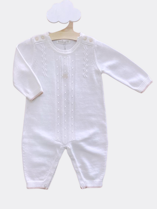 White And Beige Organic Cotton Overall No socks