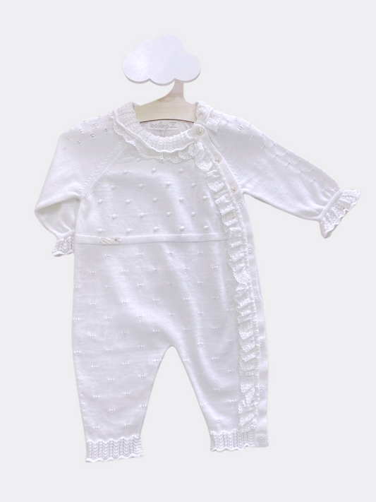 White Organic Cotton And Dentelle  Overall